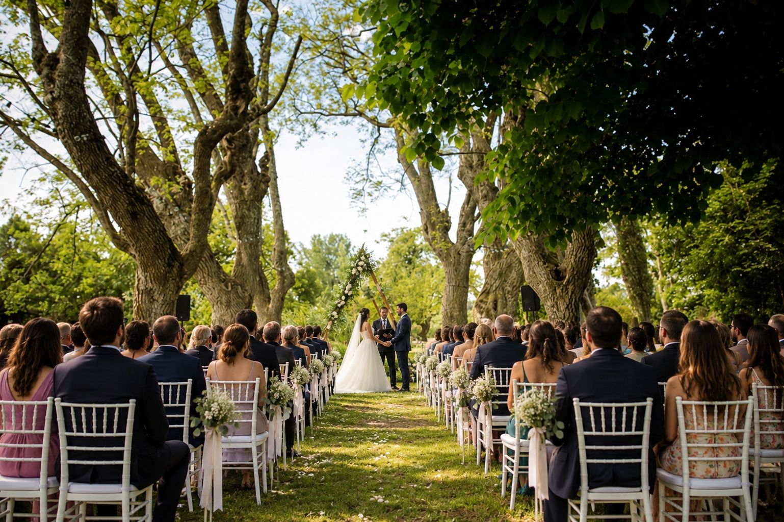 A ceremony beneath the trees at La Vigna