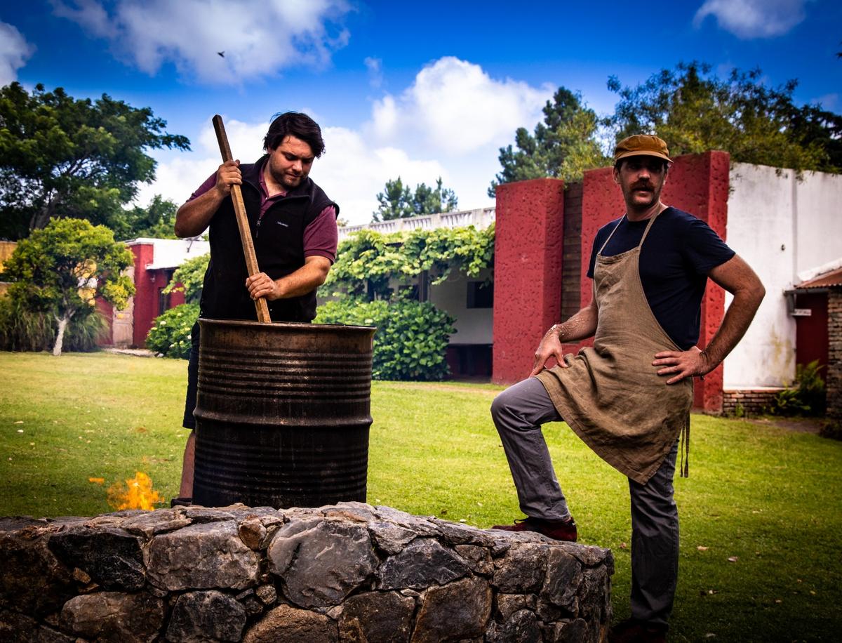 Country cooking: the pot over the fire in the park