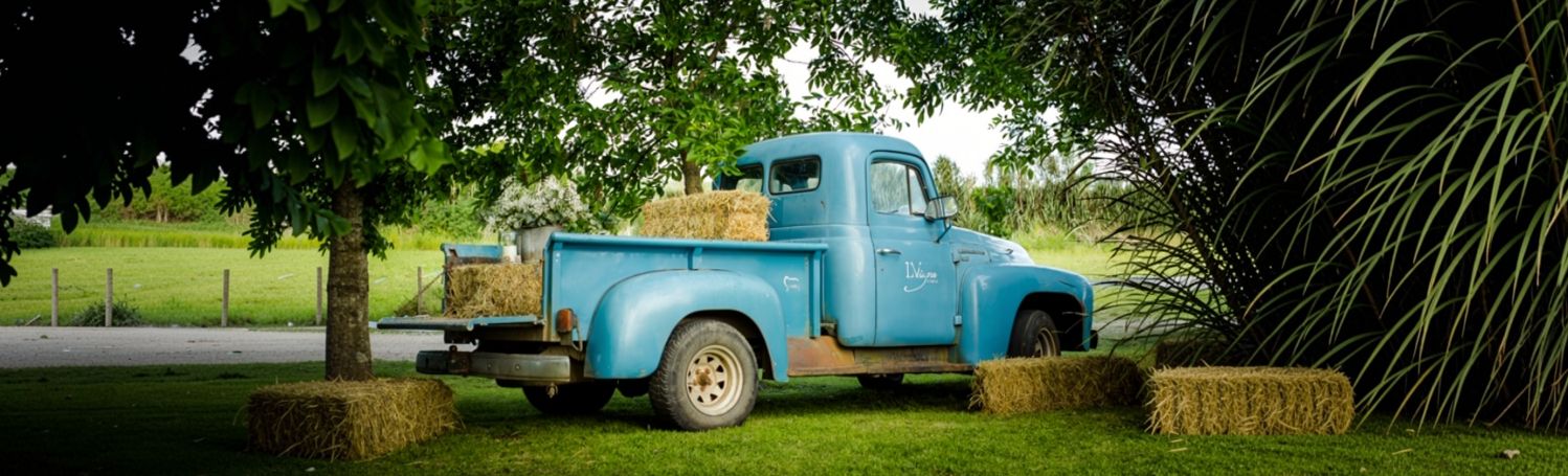La Vigna’s truck with hay bales in the park